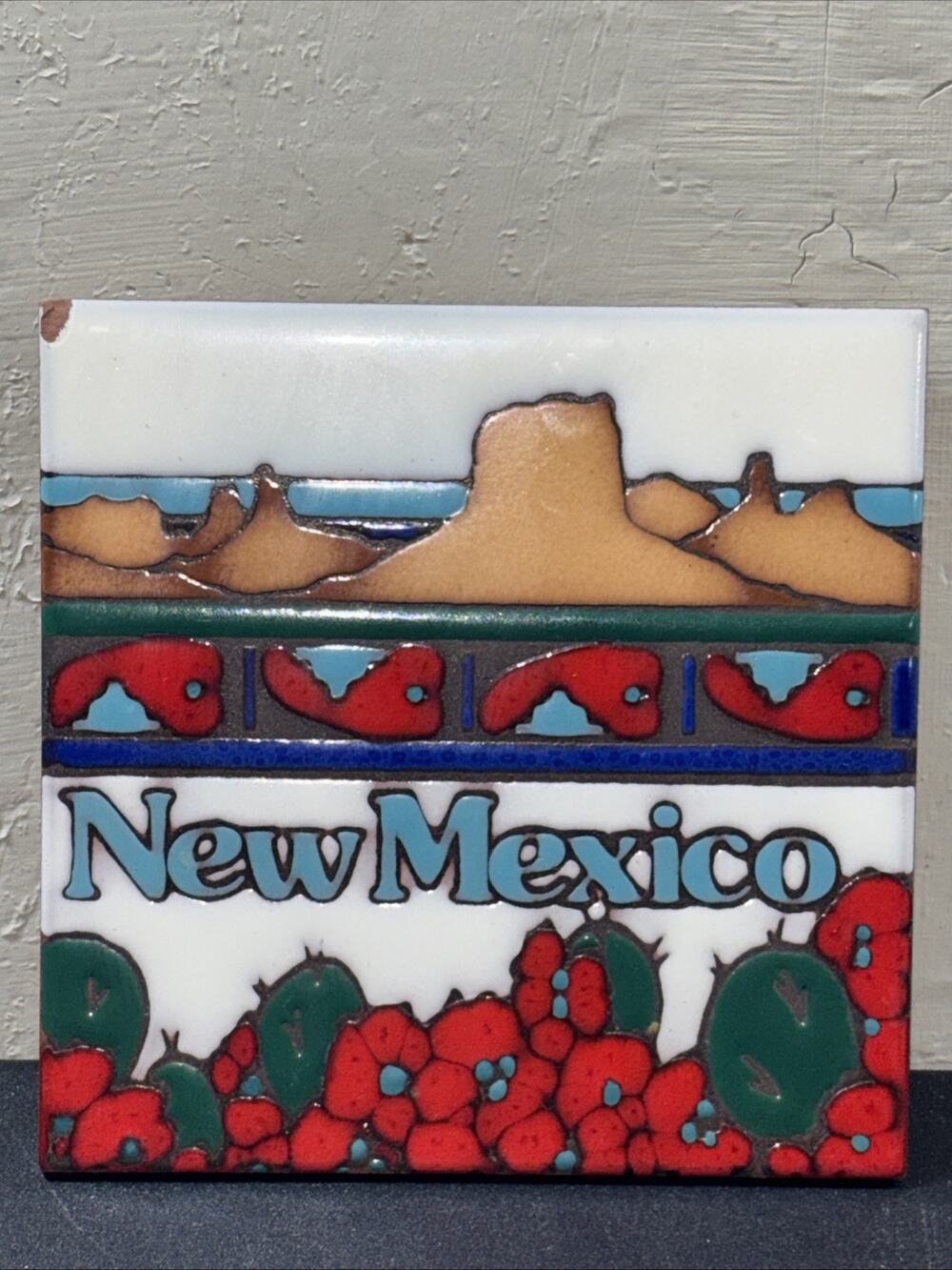 Vtg Masterworks Glazed Tile Handcrafted New Mexico Desert USA,Trivet / Wall